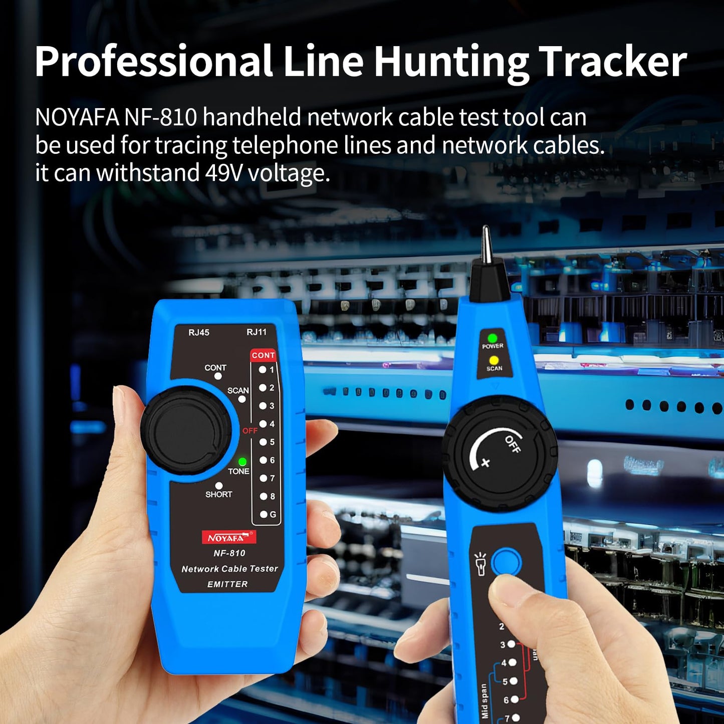 Noyafa NF-810 Network Cable Tester, RJ45 RJ11 Line Tracer, Line Finder, PoE Tester, Toner and Detector Kit, Cable Tracer, Cat5 Cat6 Ethernet Cable Tester for Cable Management, Telephone Line Testing