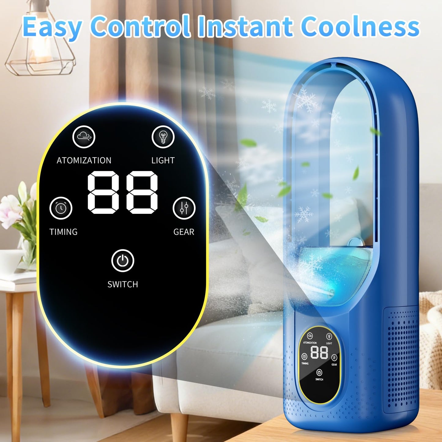 Mini Air Cooler - 3 in 1 Air Conditioner with Water Tank Touch Control - 3 Modes Portable Evaporative Air Cooler - AC Cooler Mist 6H Timer&6 Speeds - Quiet Small Swamp Cooler for Room Office Summer
