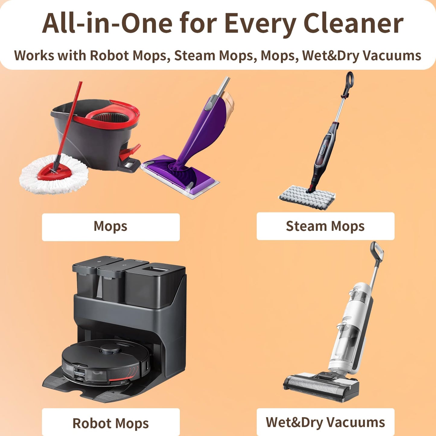 Robot Mop Cleaning Solution Concentrate Compatible with Robot Vaccum, Wet Dry Vacuums, for Roborock, Tineco, Dreame, Narwal, Shark, Bissell Mops, 1L, Dilution Ratio 1:200, Orange Scent