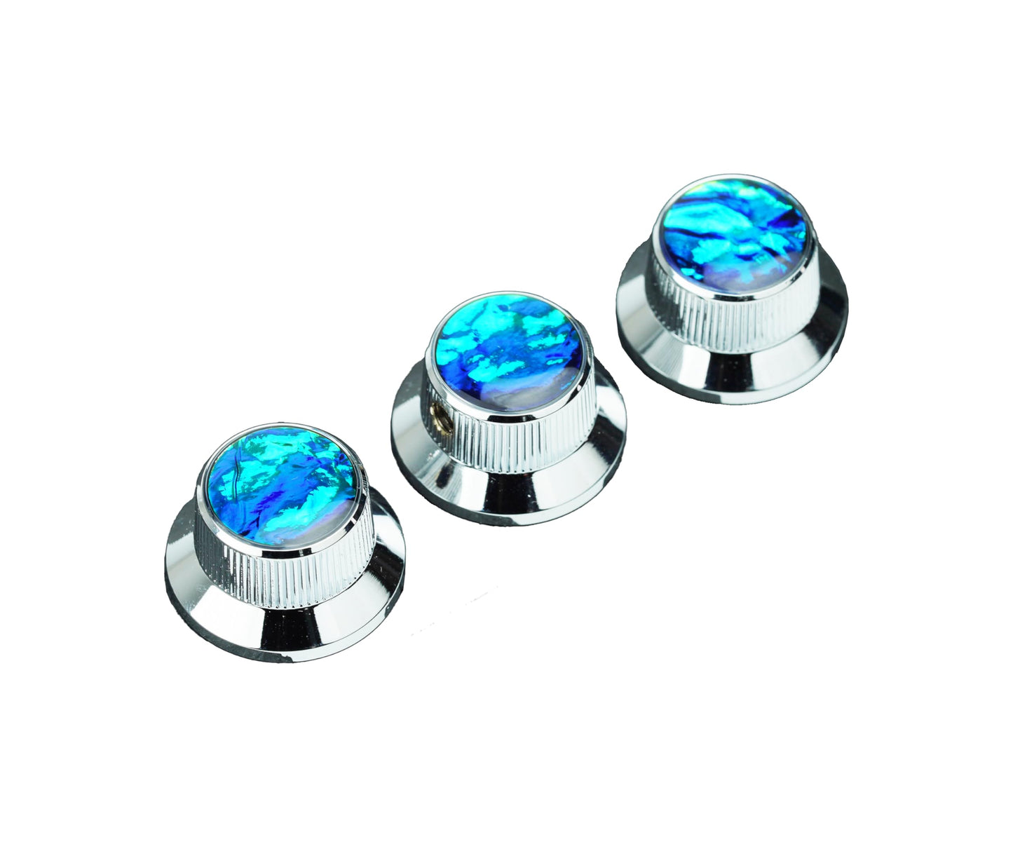 Guyker Top Hat Potentiometer Control Knobs with 6.3mm Dia. Shaft Pots - 3PCS Aluminium alloy Bell Speed Tone Volume Switch Knob Replacement for Electric Guitar or Precision Bass, Chrome CKB019B