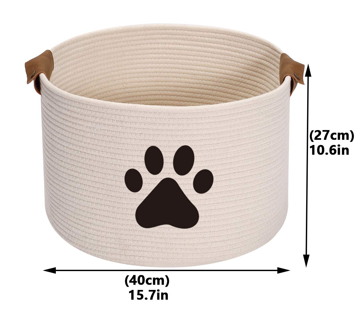 Geyecete Round Dog Dog Toy Basket Storage Weave Rope Storage Basket Pet/Doy Toy Box Dog Storage Basket-Beige