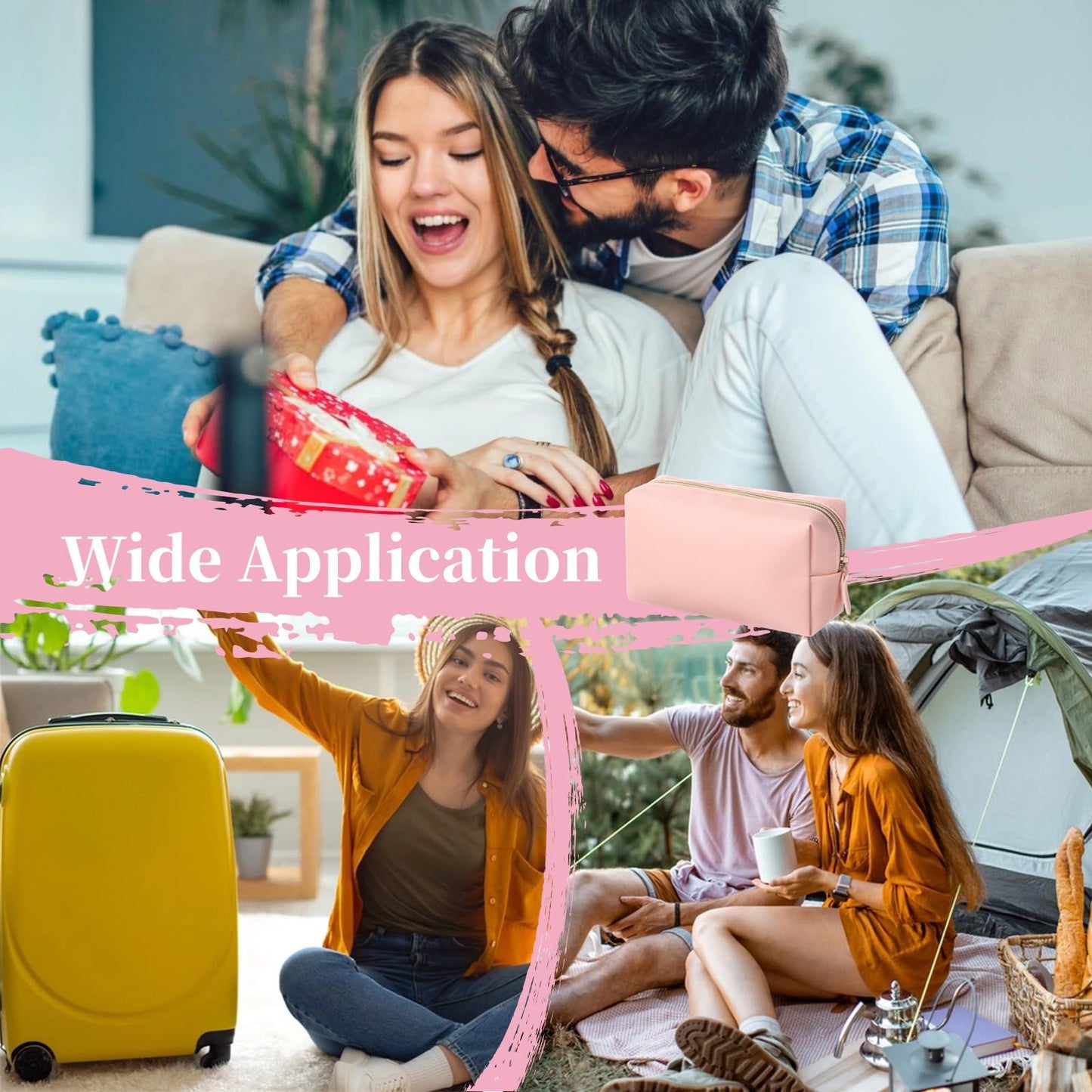 8 Pcs Small Makeup Bags, PU Leather Preppy Bags for Women, Waterproof Cosmetic Pouches, Portable Toiletry Bags for Travel, Daily Storage Beauty Organizers, PINK, Portable Cosmetic Organizer