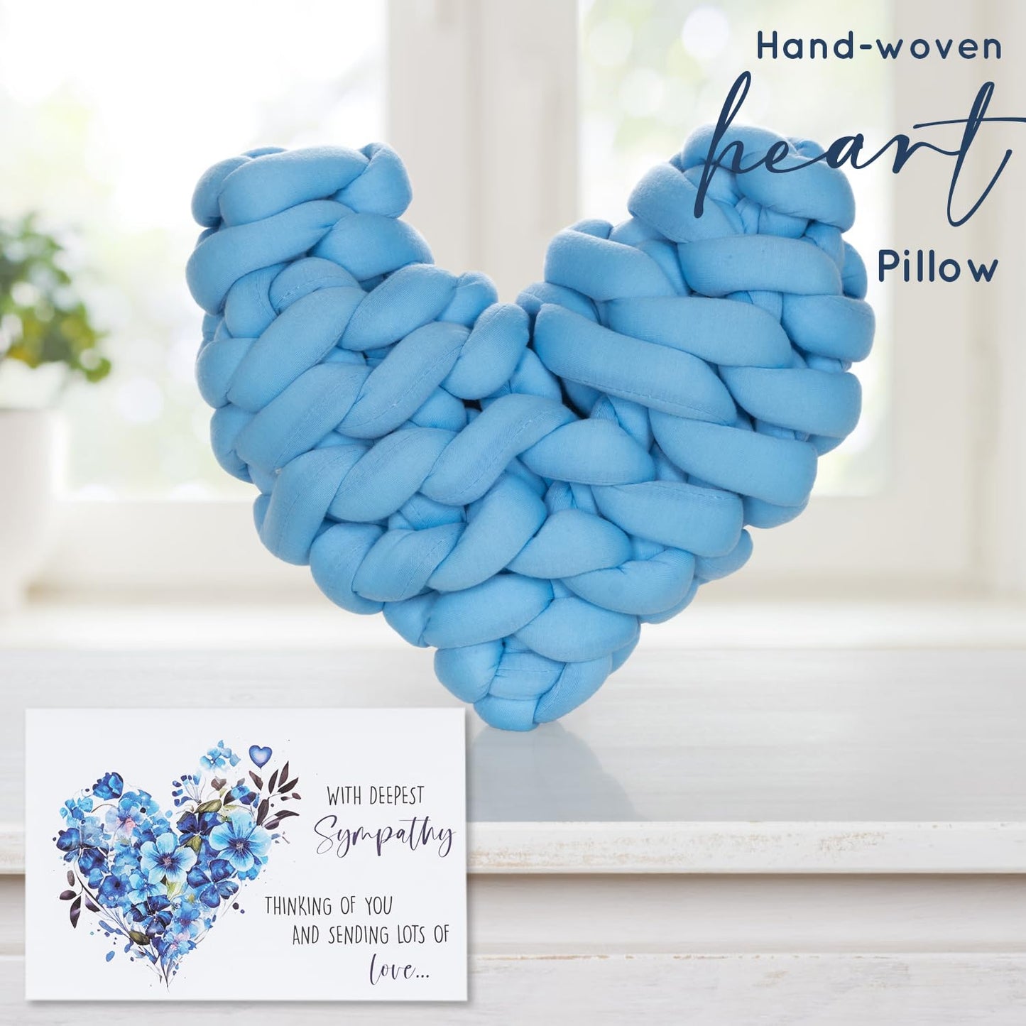 Grief Sympathy Gift Baskets Sorry for Your Loss Thinking of You Box Bereavement Care Packaging for Women Men Friend in Memory of a Loved One (Blue Pillow)