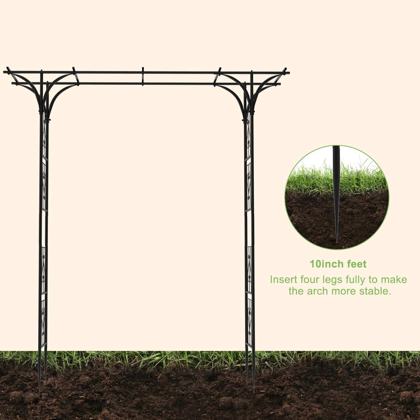 OUSHENG 7FT Garden Arch Arbor, Steel Frame Stand Trellis for Climbing Plants, Outdoor Archway Gate for Wedding Ceremony Decoration Party Vines Lawn Courtyard Patio Backyard
