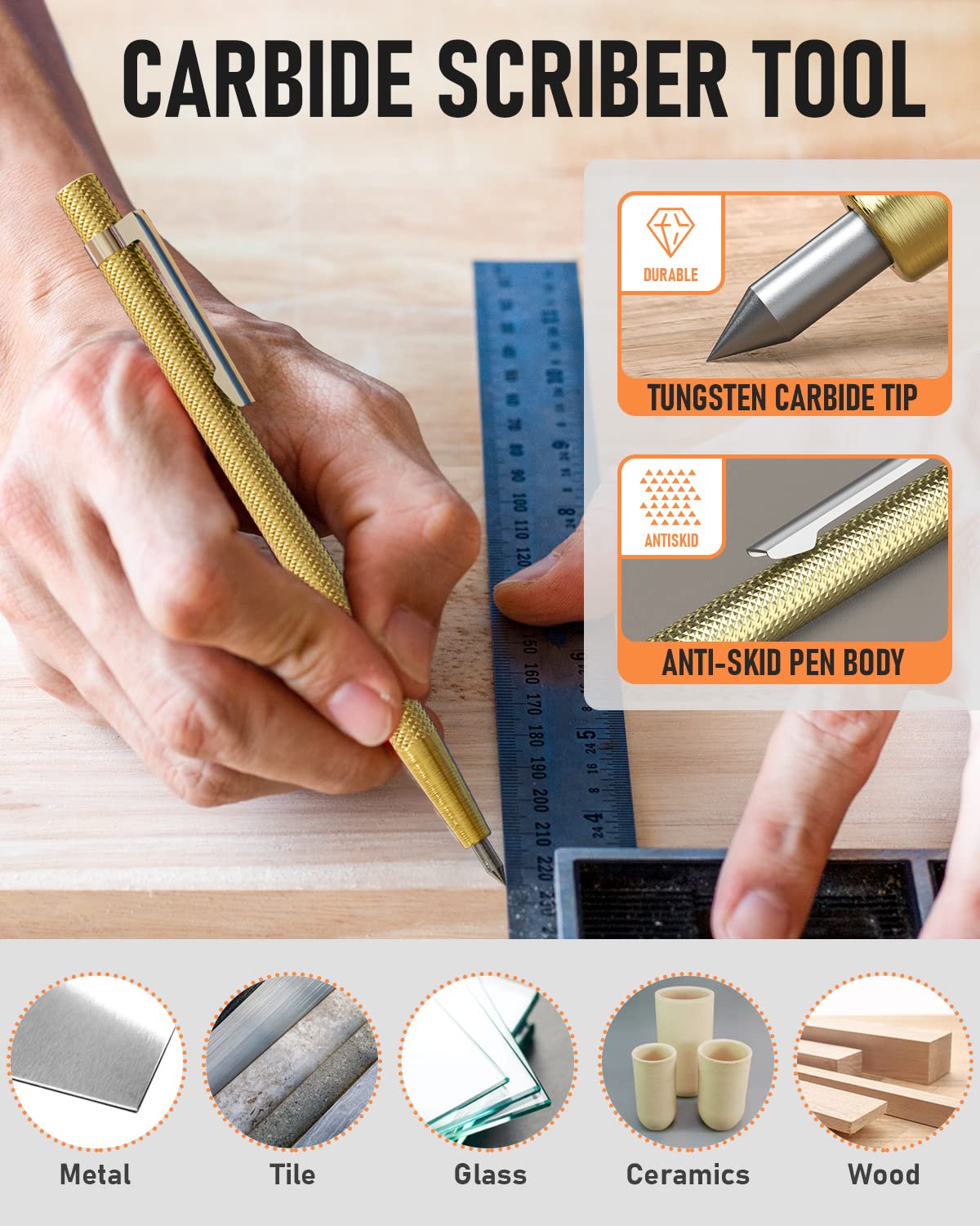 Nicpro 27 Pack Carpenter Pencil Set with Sharpener, Mechanical Carpenter Pencils with 100 Refill, Automatic Center Punch and Carbide Scribe Tool, Heavy Duty Construction Pencil for Architect-With Case