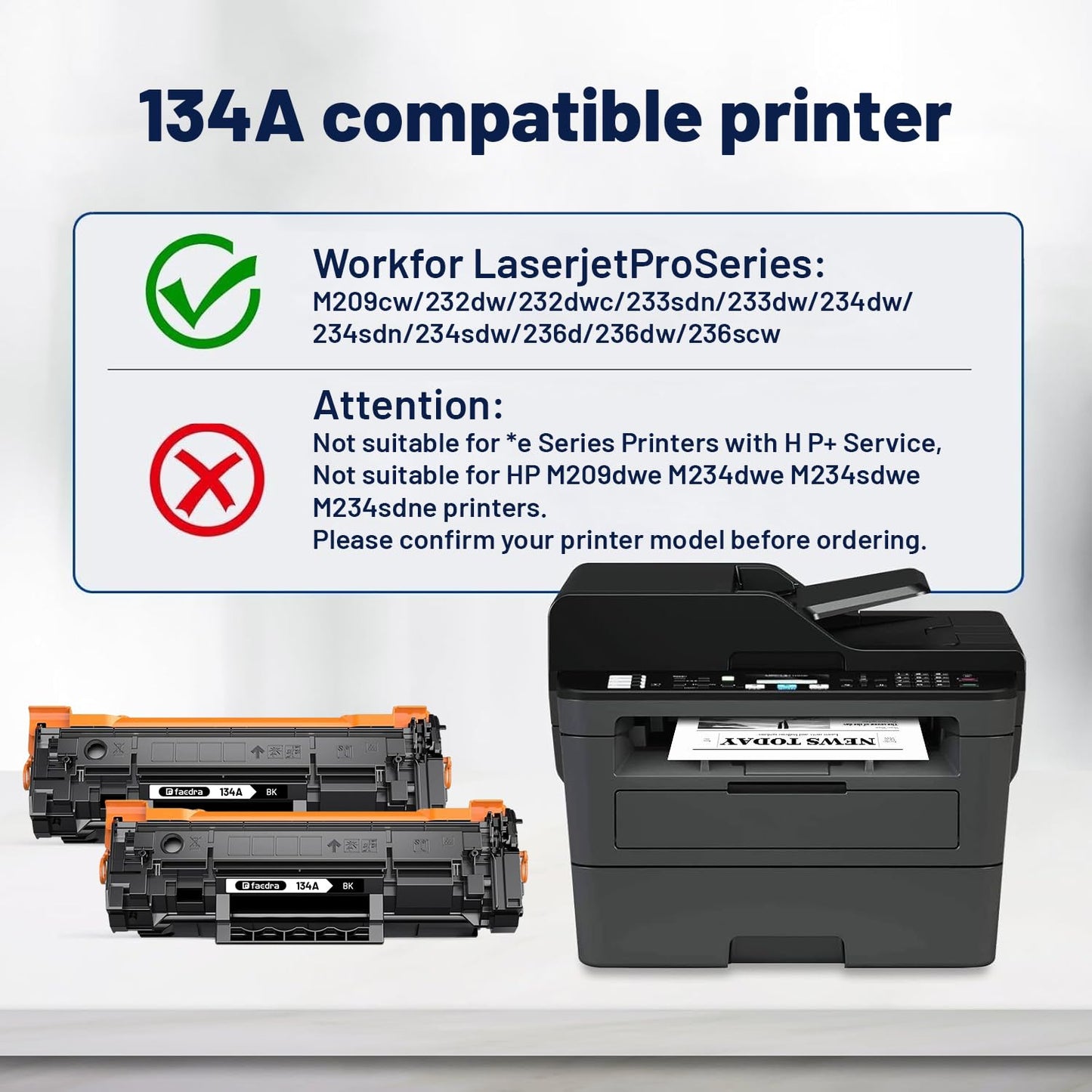 134A W1340A Toner Cartridges (with Chip) Replacement for HP 134A Toner Cartridges W1340A 134X W1340X for HP HP M209dw M209 MFP M234dw M234sdw Toner (2 Black)