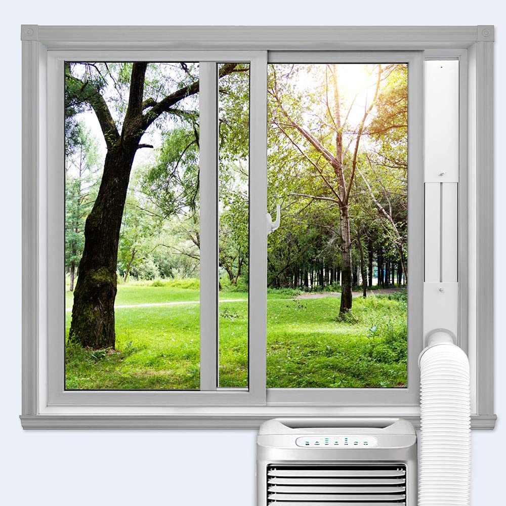Kerykwan Portable Air Conditioner Window Door Kit with 5.9 Inch Exhaust Pipe Adjustable AC Channel Ventilation Kit Universal AC Sealing Panel for Horizontal Window and
