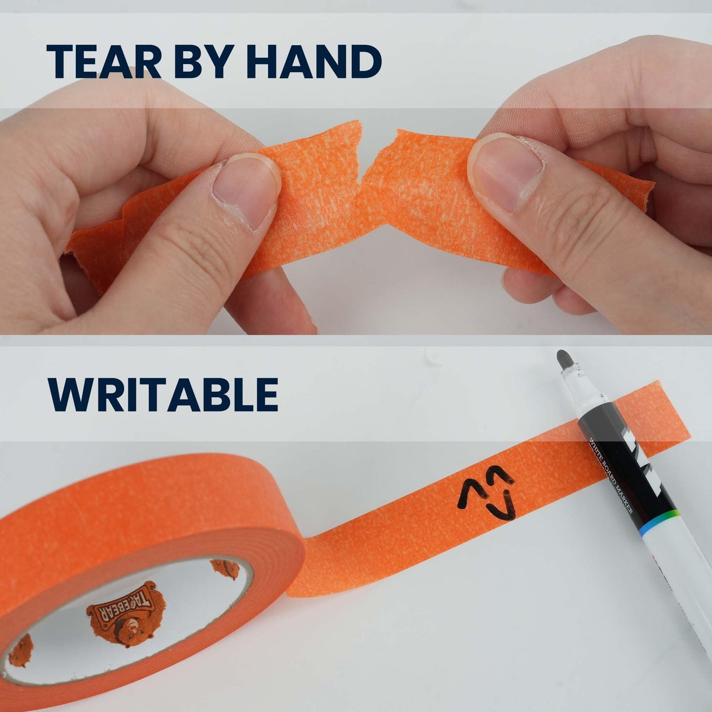 TAPEBEAR Orange Masking Tape 48mm x 50m, General Purpose Paper Tape for Painting, Labeling, DIY Arts Crafts, Home Office School Projects, 6Rolls
