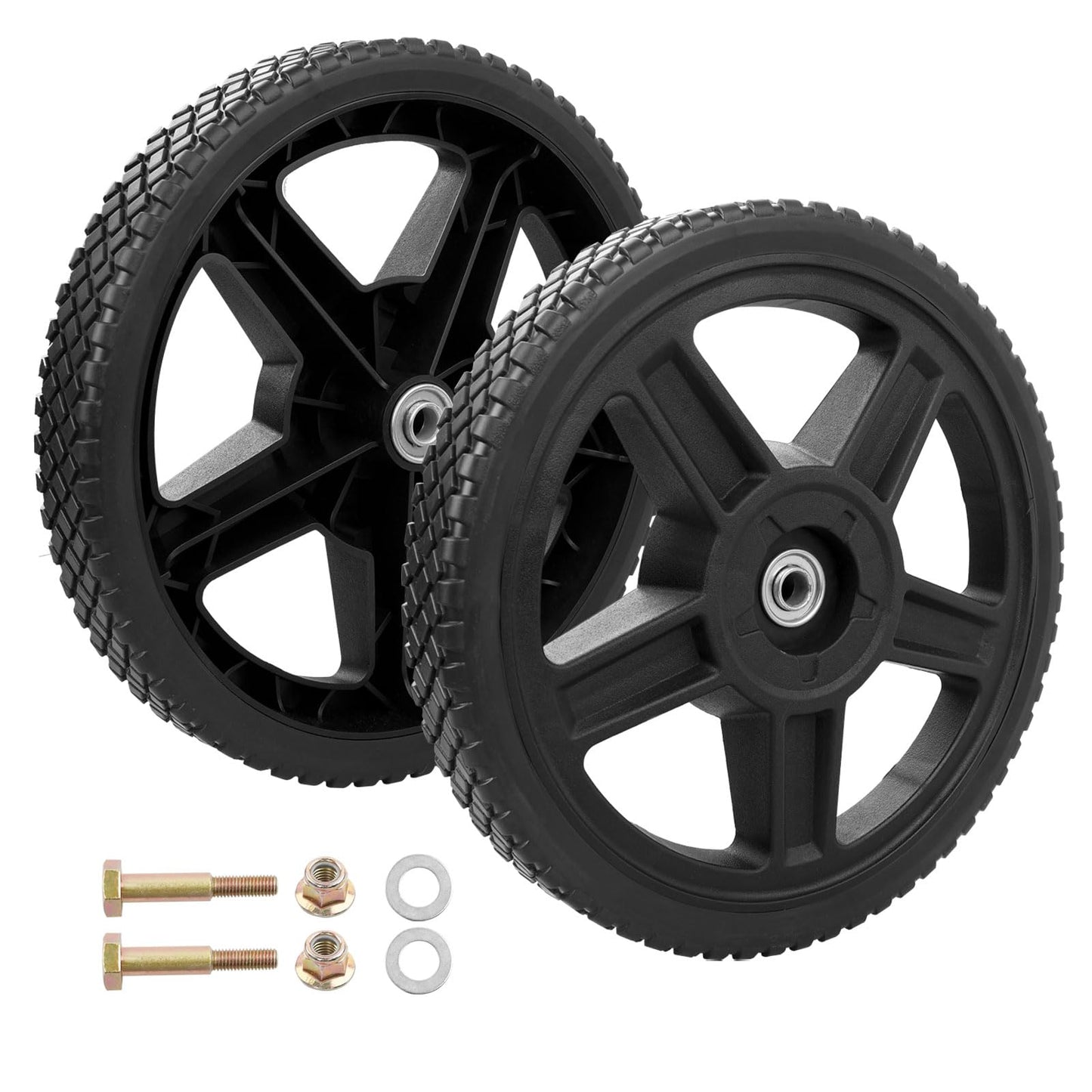 HQPASFY 12 Inch Lawn Mower Wheels 2 Pack 12" Push Lawn Mower Wheels with Bolts & Nuts kits Fits Most Standard push Lawn Mowers (12"×1.75")