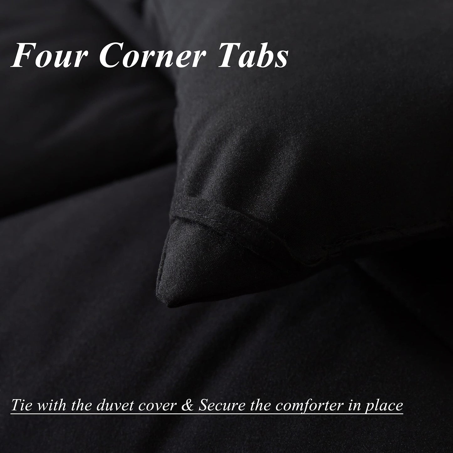 ELNIDO QUEEN Black Queen Comforter Set with 2 Pillow Shams - 3 Pieces Bed Comforter Set - Quilted Down Alternative Comforter Set - Lightweight All Season Bedding Comforter Sets Queen Size(88x92 inch)