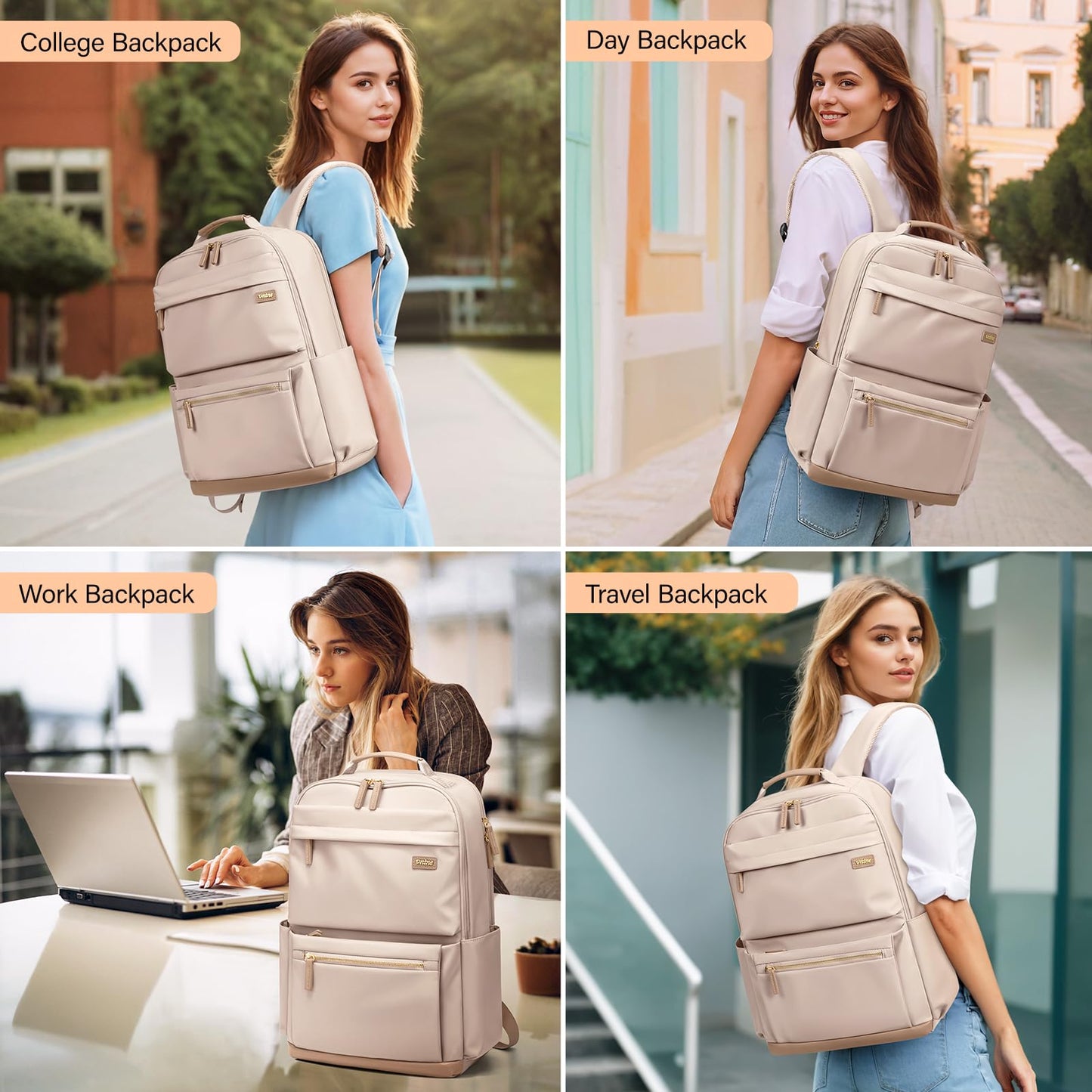 VNINE Laptop Backpack Fashion Bag Travel Daily Backpack for Women Fits 16 Inch Laptop Water Resistant Computer Backpack for College Business Capacity Casual Bags Daypack