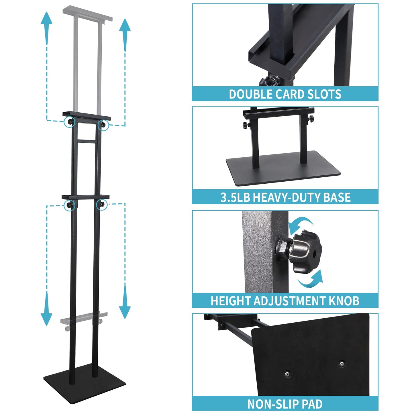 JR-MOV Poster Stand Heavy Duty - 1 Pack Adjustable Poster Board Stand Double-Sided Pedestal Sign Stand Floor Standing Sign Holder Height Up to 80 Inch for Display Banner Foam Poster Holder Stands