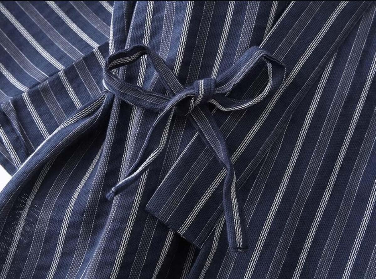 Men's Kimono Japanese Shirt and Pant Cotton Linen Loungewear Lounge Set Spa Bathrobe, Style 4 Multicolor, Random Style, Random Pattern