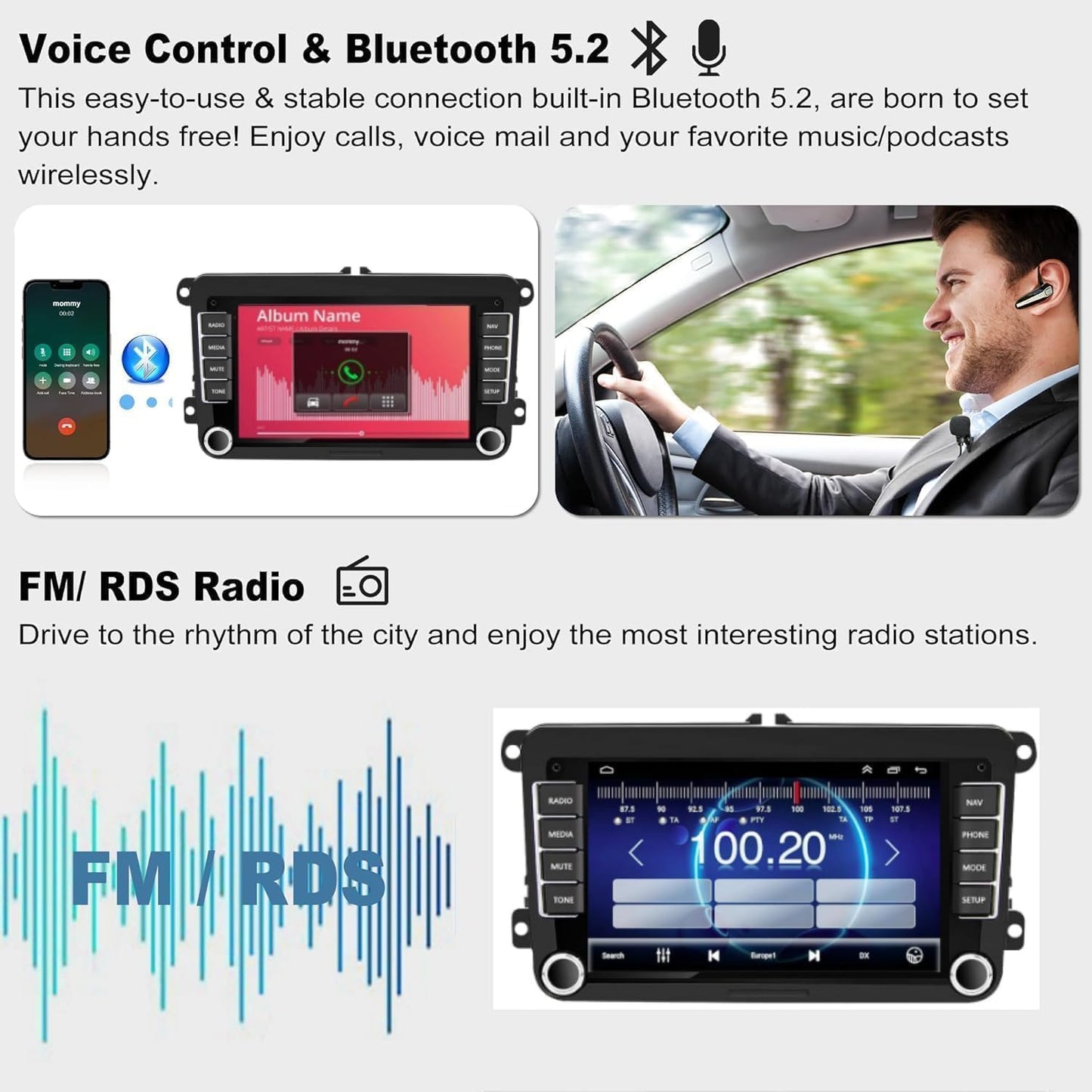 (4G RAM 64G ROM) Car Radio for VW Passat MK5 MK6 Jetta Golf tiguan, Android 13 7 Inch 5G WiFi Volkswagen Stereo Support Carplay/Android Auto,GPS Navigation with Bluetooth,Backup Camera,SWC/FM Radio