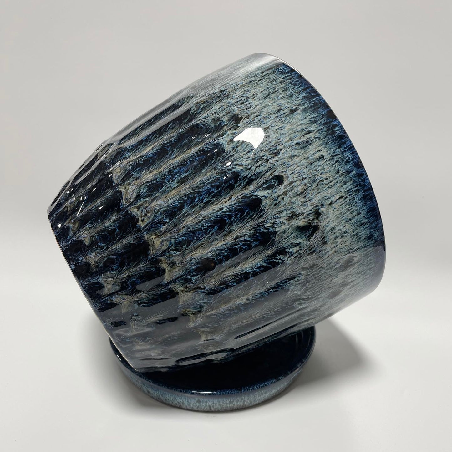 Chralji GIFTWARE Ceramic Pots for Plants, 6in Ceramic Planters for Indoor Plants, Flower Pots with Drainage and Saucer, Reactive Glaze Blue