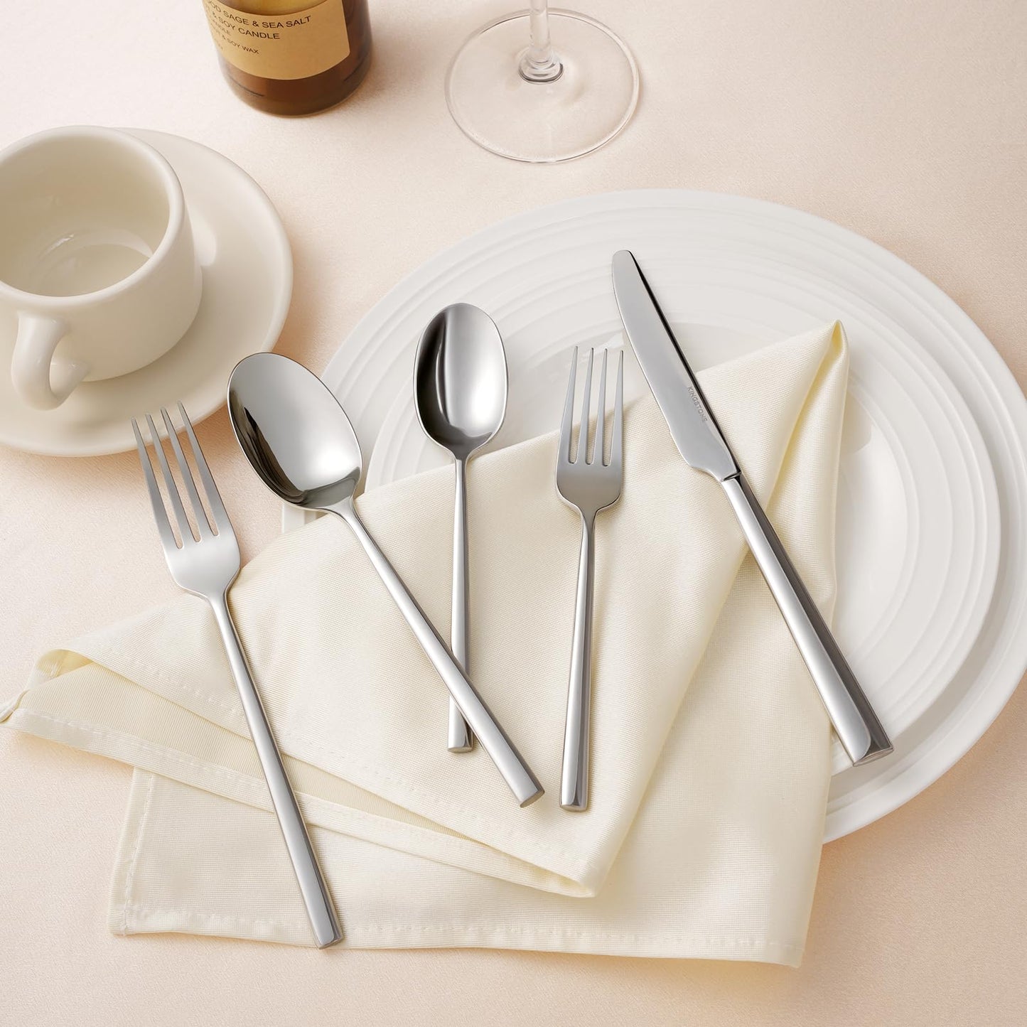 KINGSTONE Silverware Set, 30-Piece Forged Flatware Set Cutlery Set Premium Stainless Steel, Service for 6, for Home, Wedding, Party, Mirror Polished and Dishwasher Safe