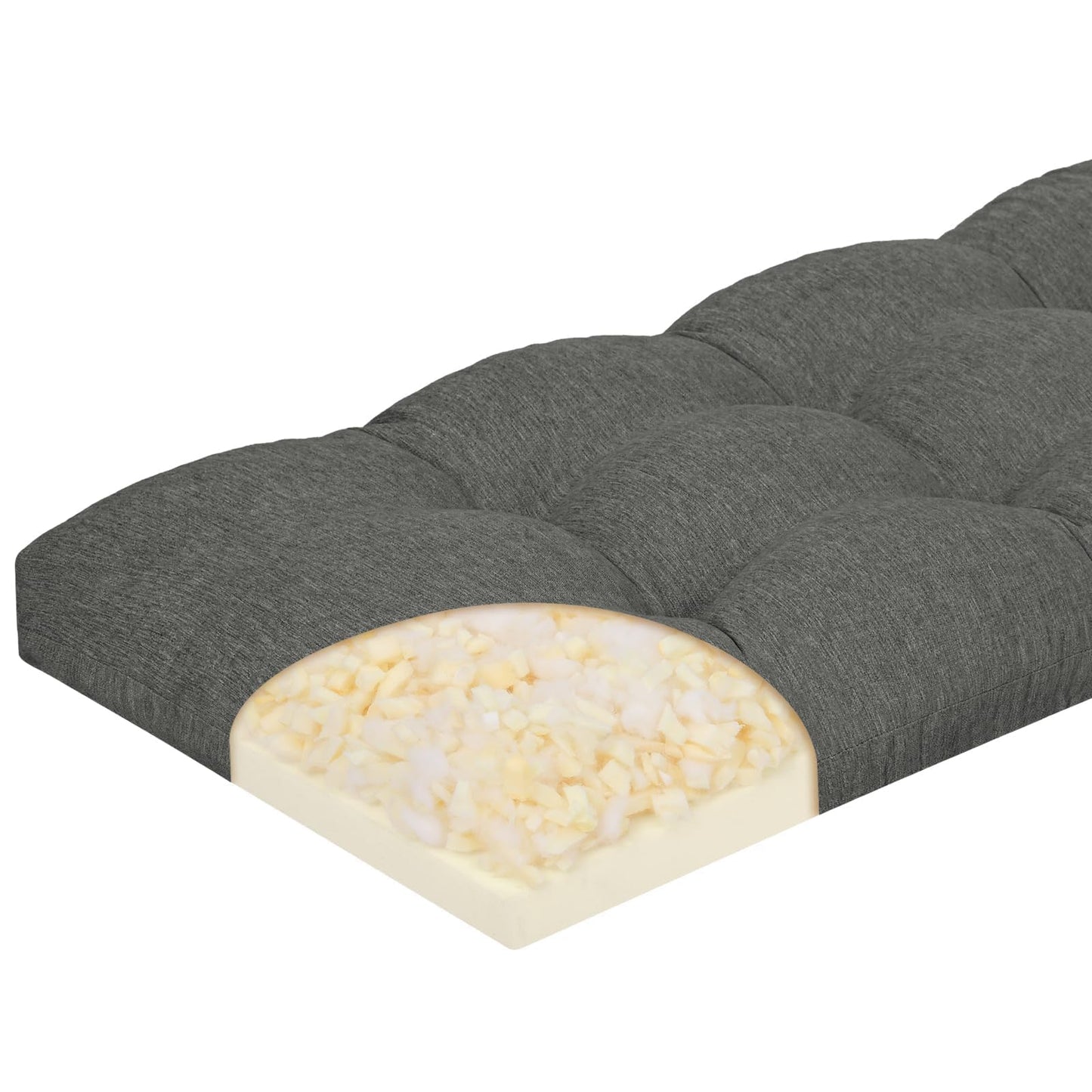 baibu 36 Inch Dual-Layer Patent Design Memory Foam Bench Cushion,Super Soft Indoor Outdoor Rectangle Bench Seat Cushion Standard Size Foam Pad with Non-Slip Bottom (Grey, 36x15x3In)