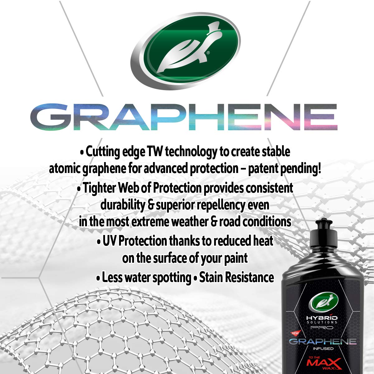 Turtle Wax 53479 Hybrid Solutions Pro to The Max Wax Graphene Liquid Wax, Patent-Pending Advanced Paint Protection, Extreme Gloss High Shine Finish, for Cars Trucks and More, 14 oz. (Pack of 1)