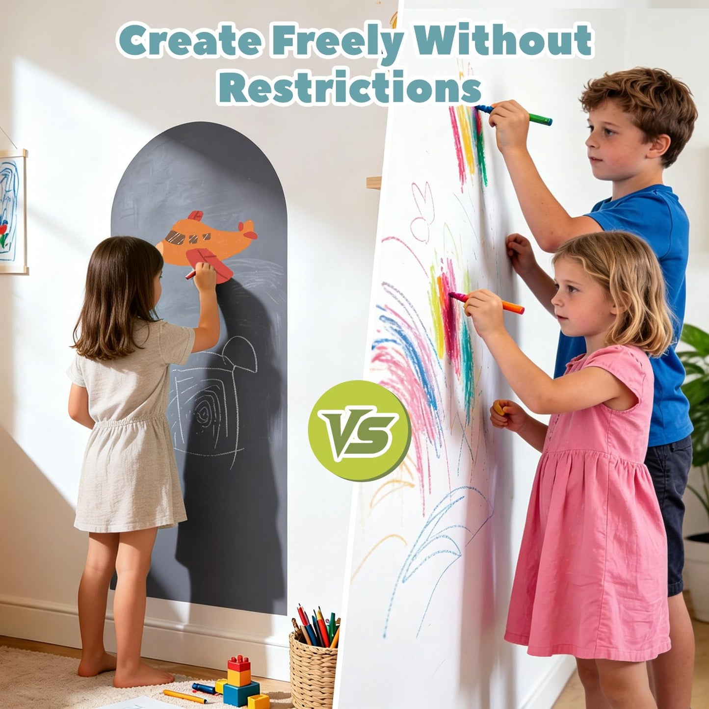 Magnetic Wall Decal 40 x 18In Arch Magnetic Chalkboard for Wall, Magnet Wall Drawing Learning for Playroom, School, Home (Grey