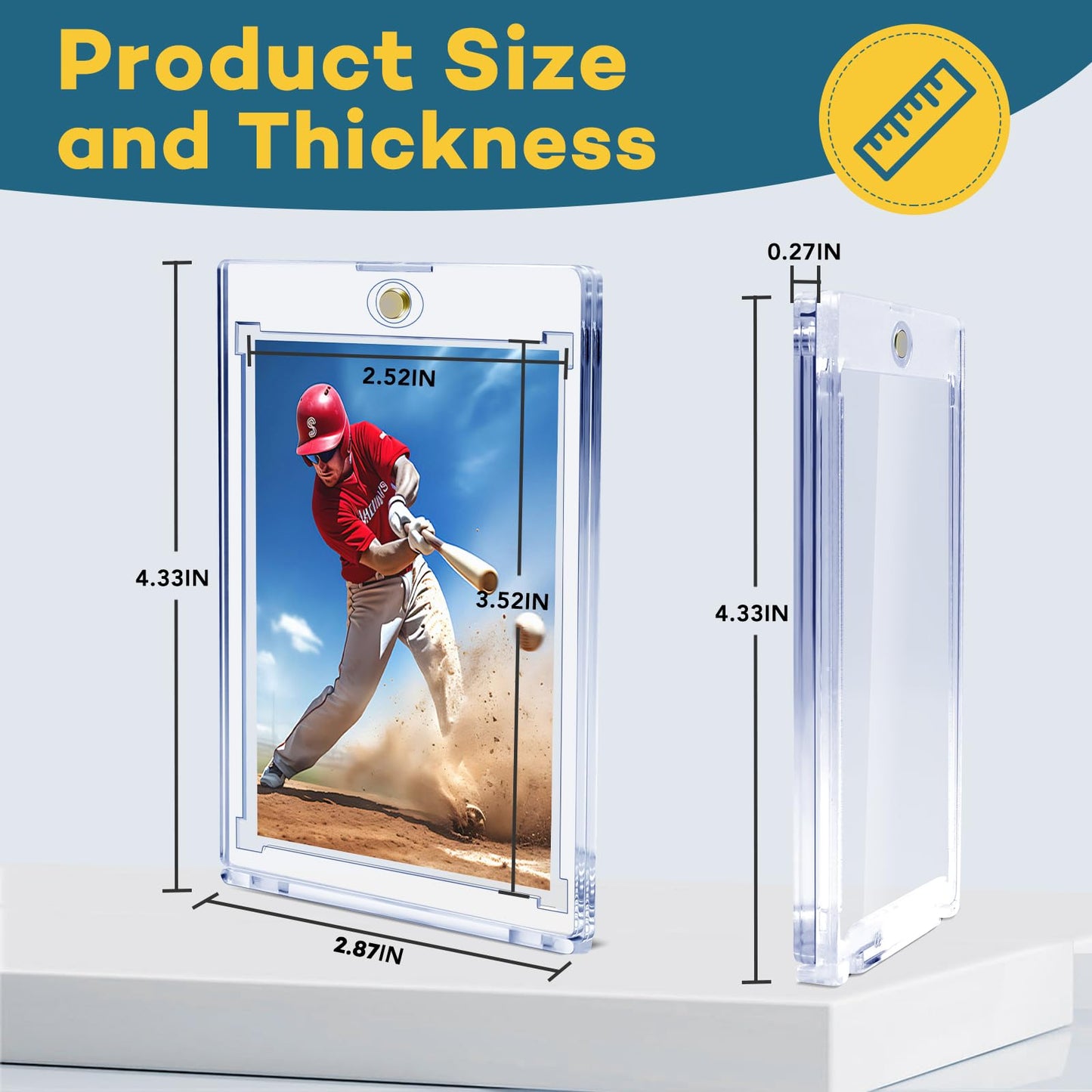 ZENOWICK 32ct Magnetic Card Holders, 35pt One Touch Card Holder, U-V Protection Hard Plastic Case for Trading Cards, Display Case for Sports, Baseball, Football, Game Cards