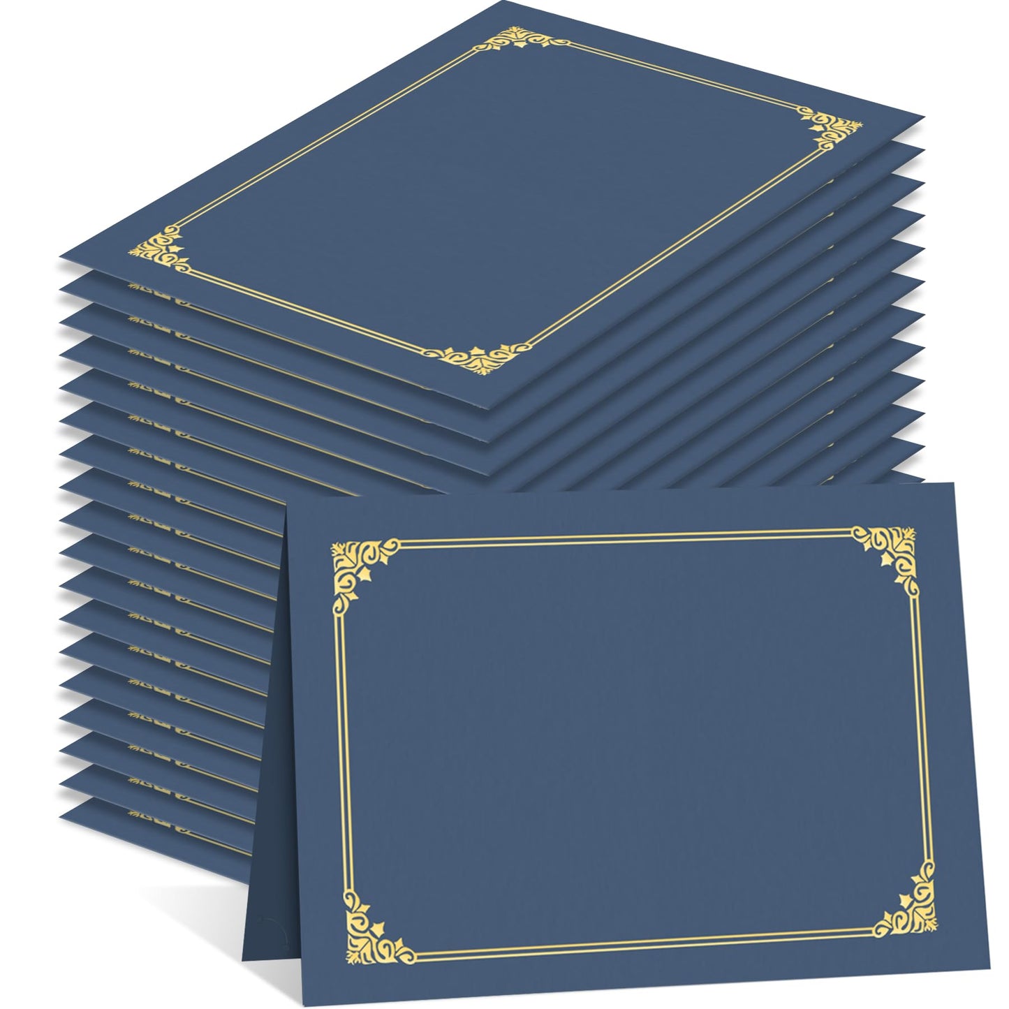 HAUTOCO 50 Pack Certificate Holders, Navy Blue Diploma Holders, Document Award Covers Certificate Folders with Gold Foil Border for 8.5x11 Letter Size