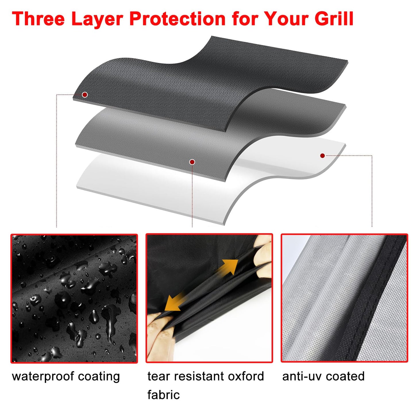 Samhe Grill Cover, 75-Inch Heavy Duty Waterproof UV Resistant Tear Resistant BBQ Gas Grill Cover for Nexgrill Brinkmann Weber and More