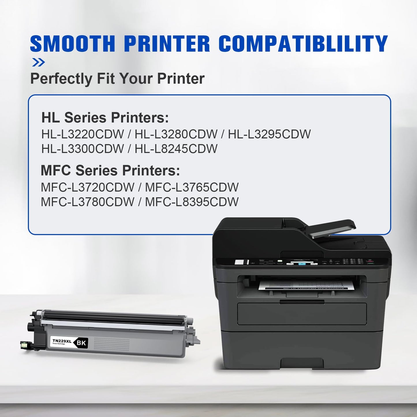 TN229XL TN229 Toner Cartridge Replacement for Brother TN229 XL TN-229XL Toner Work for Brother HL-L3220CW HL-L3280CDW HL-L3295CDW HL-L3300CDW MFC-L3720CDW HL-L8245CDW MFC-L8395CD Printers（1*Black）