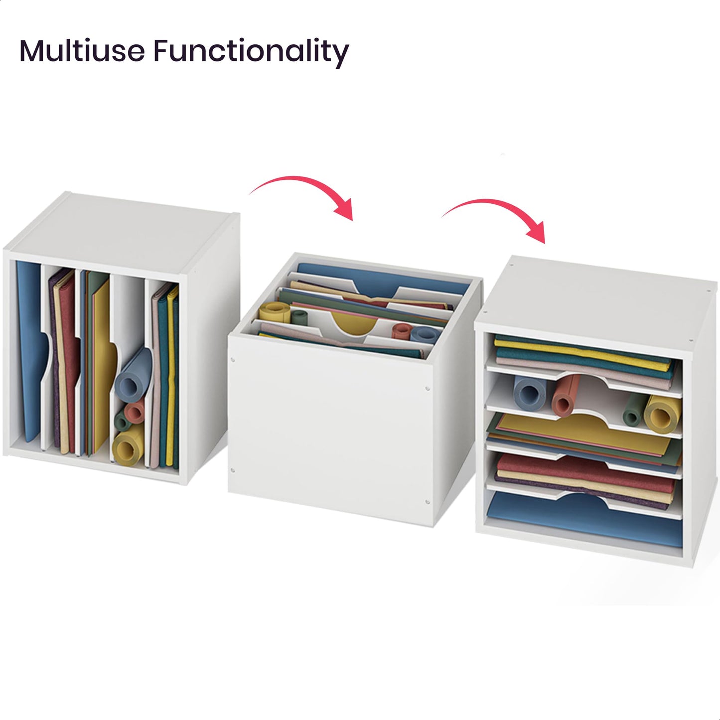 Ballucci File Organizer Paper Sorter, 5 Tier Adjustable Shelves Office Desk Organizer, 13 5/8" x 9 1/4" x 12", White
