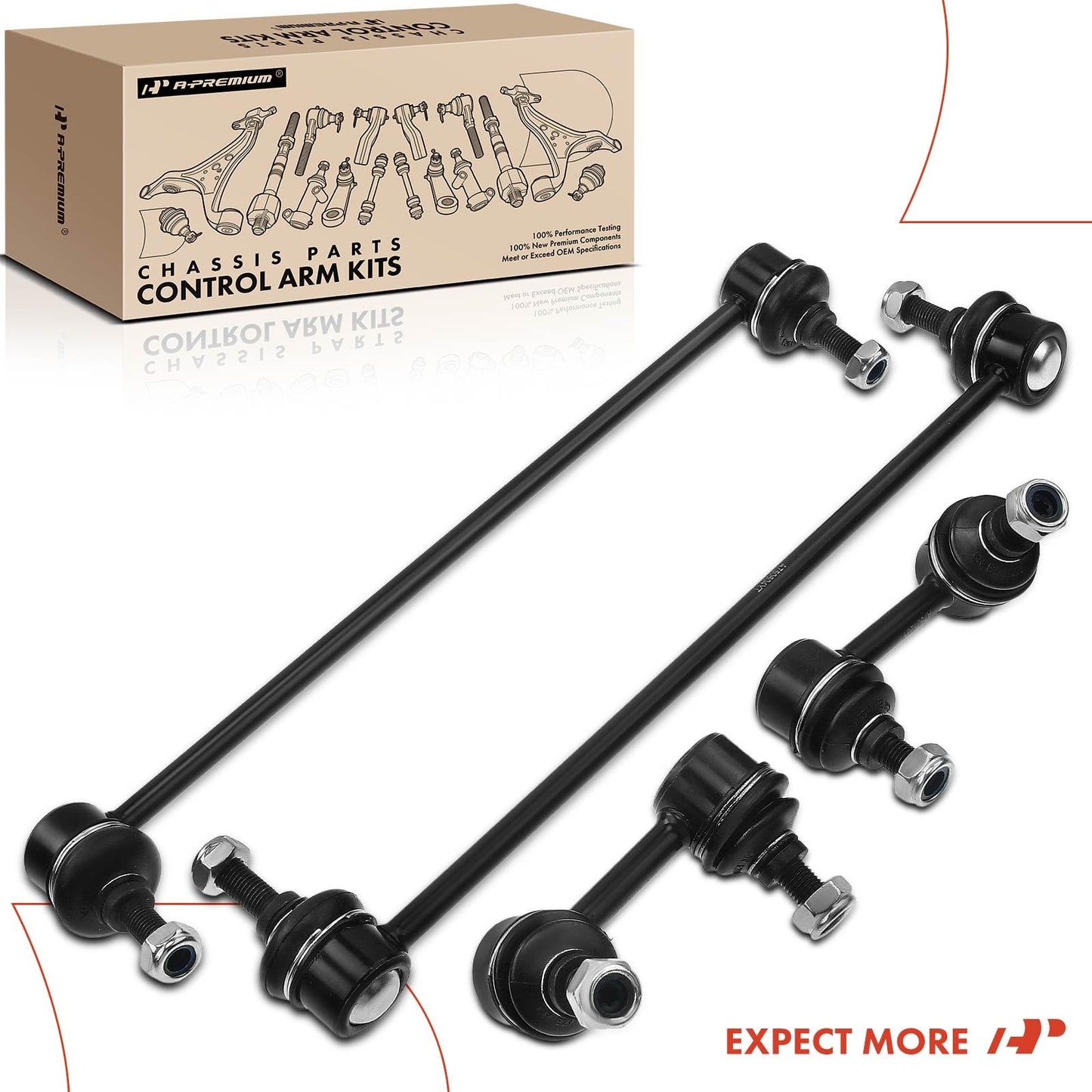 A-Premium Set of 4, Front & Rear Sway Bar Links Kit Stabilizer Bar Links Compatible with Honda Civic 2012-2015, Acura ILX 2013-2019