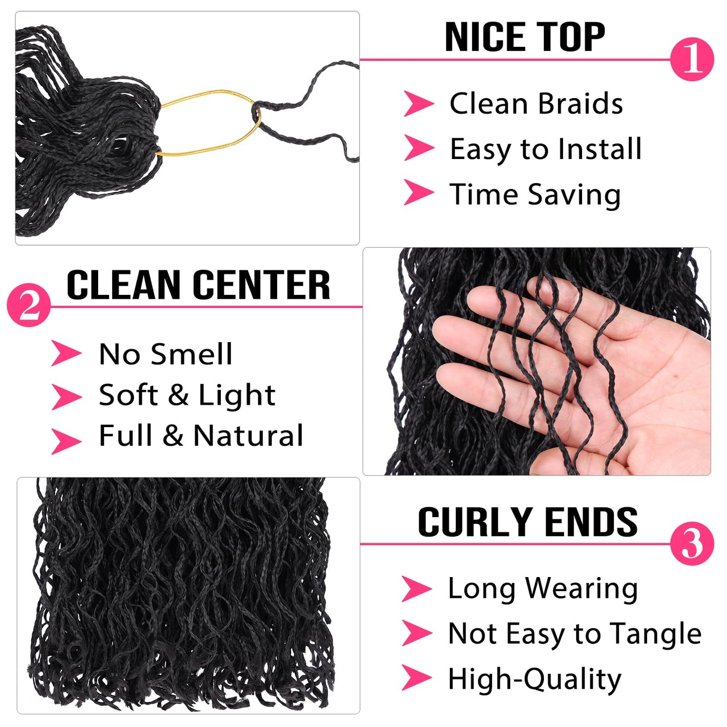 RuiYok 240 Strands Micro Box Braids Crochet Hair 18 Inch Curly ZiZi Box Braids Natural Black Micro Locs with Curly Ends 8 Packs Sister Locs Mini Twist Crochet Hair Braiding for Women #1B