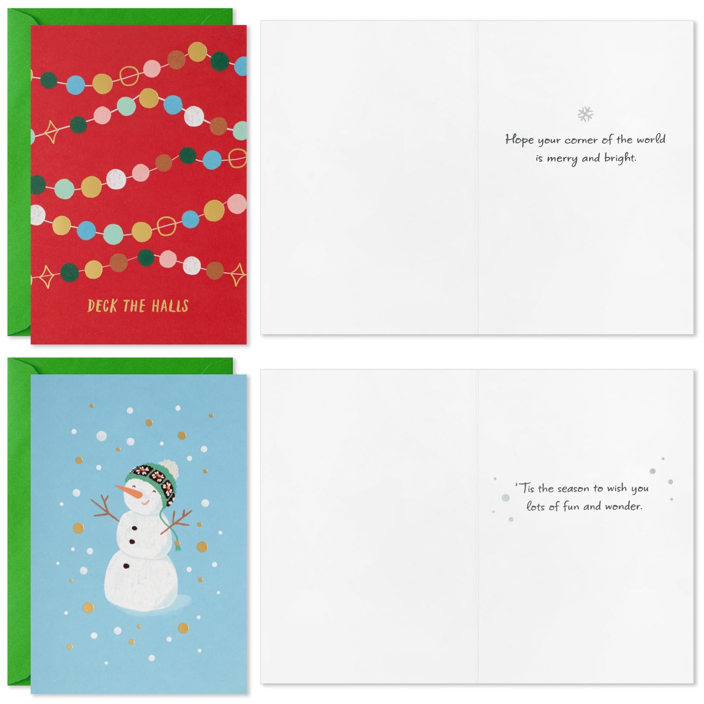 Hallmark Bulk Christmas Card Assortment, Playful Icons (72 Cards and 72 Envelopes) "Joy to the World," "Deck the Halls," Snowman, Cocoa, Pinecones, Tree