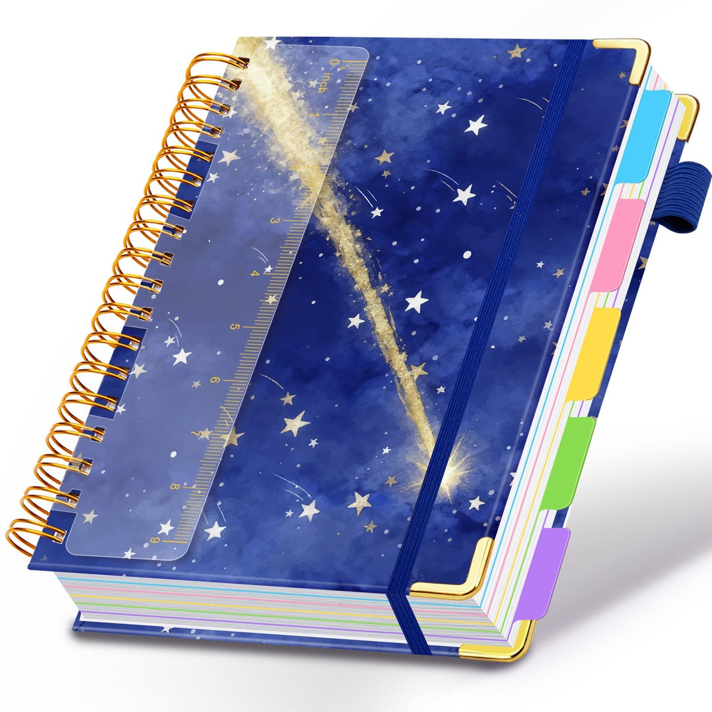Spiral Journal Notebooks for Work, 300 Pages 5 Subject Notebook College Ruled with Dividers & Tabs, Notebook Journal for Women Students Note-Taking and Organizer (Starlit Meteor, B5(8"x10"))