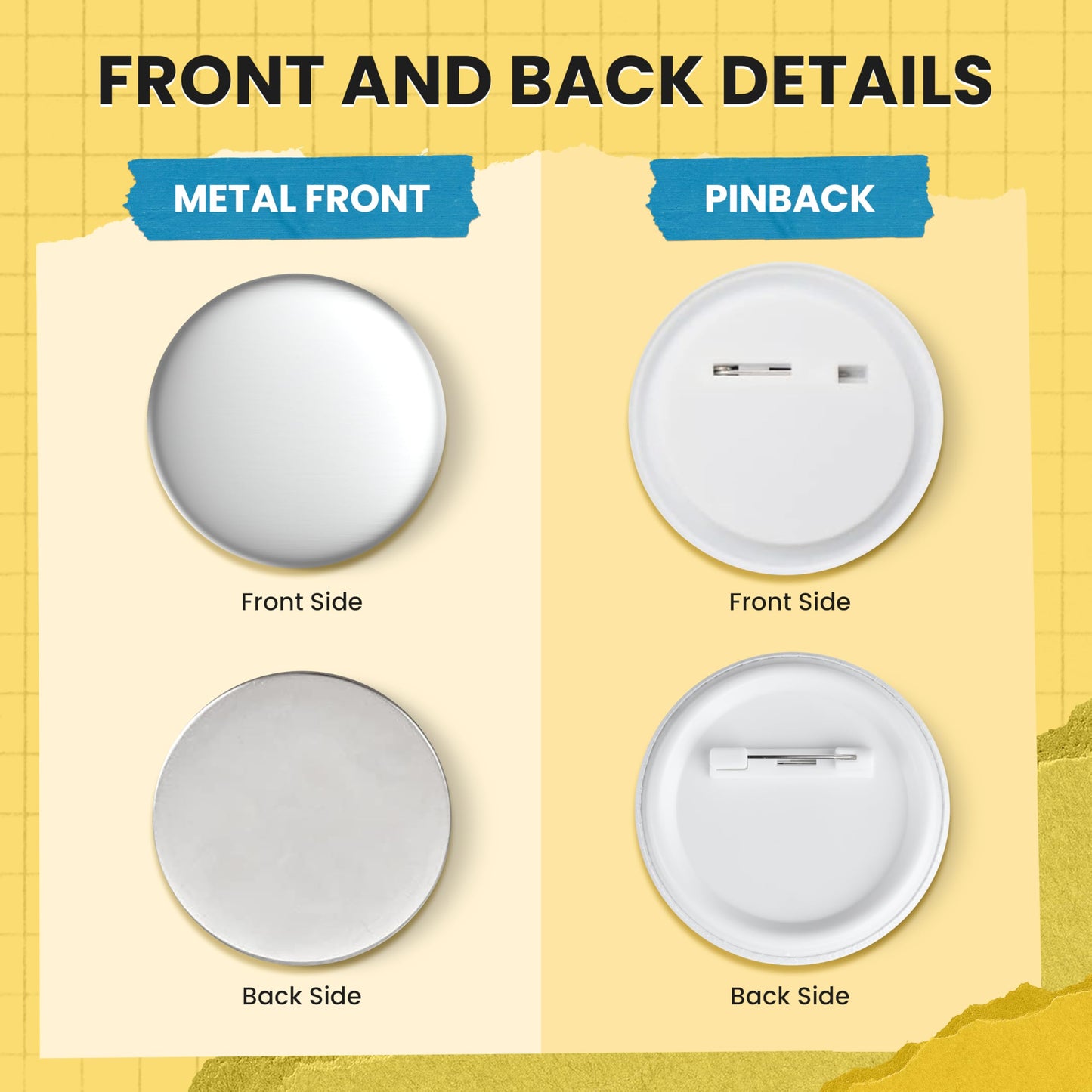 Nice2Have 200 Sets of Pinback Button Parts 2.25 inch (58mm) - Button Maker Supplies for Button Maker Machine