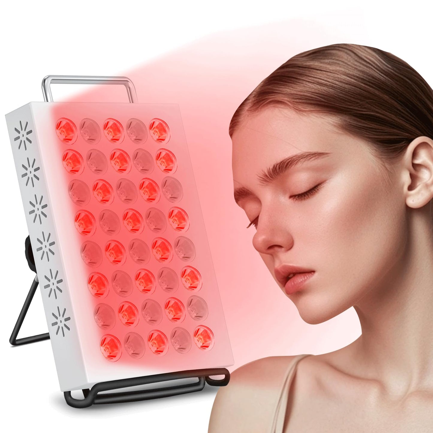 Red Light Panel with 40 LEDs, Red Light with Timer, Adjustable Angle & Brightness