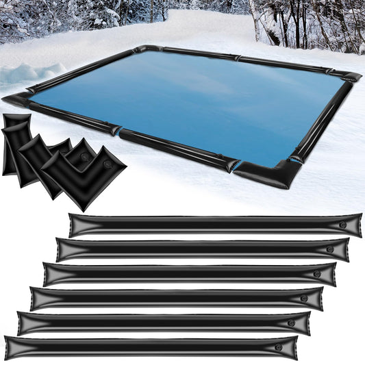 10 Pack 0.6mm Thicker Pool Cover Water Bags with Pool Cover Weights Corner, 8 Ft PVC Pool Water Tubes with Screw Caps for Winterizing for Inground Swimming Pool Winter Cover