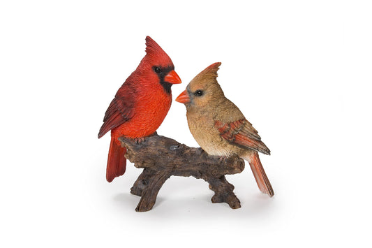 Cardinal Couple on Stump Garden Statue