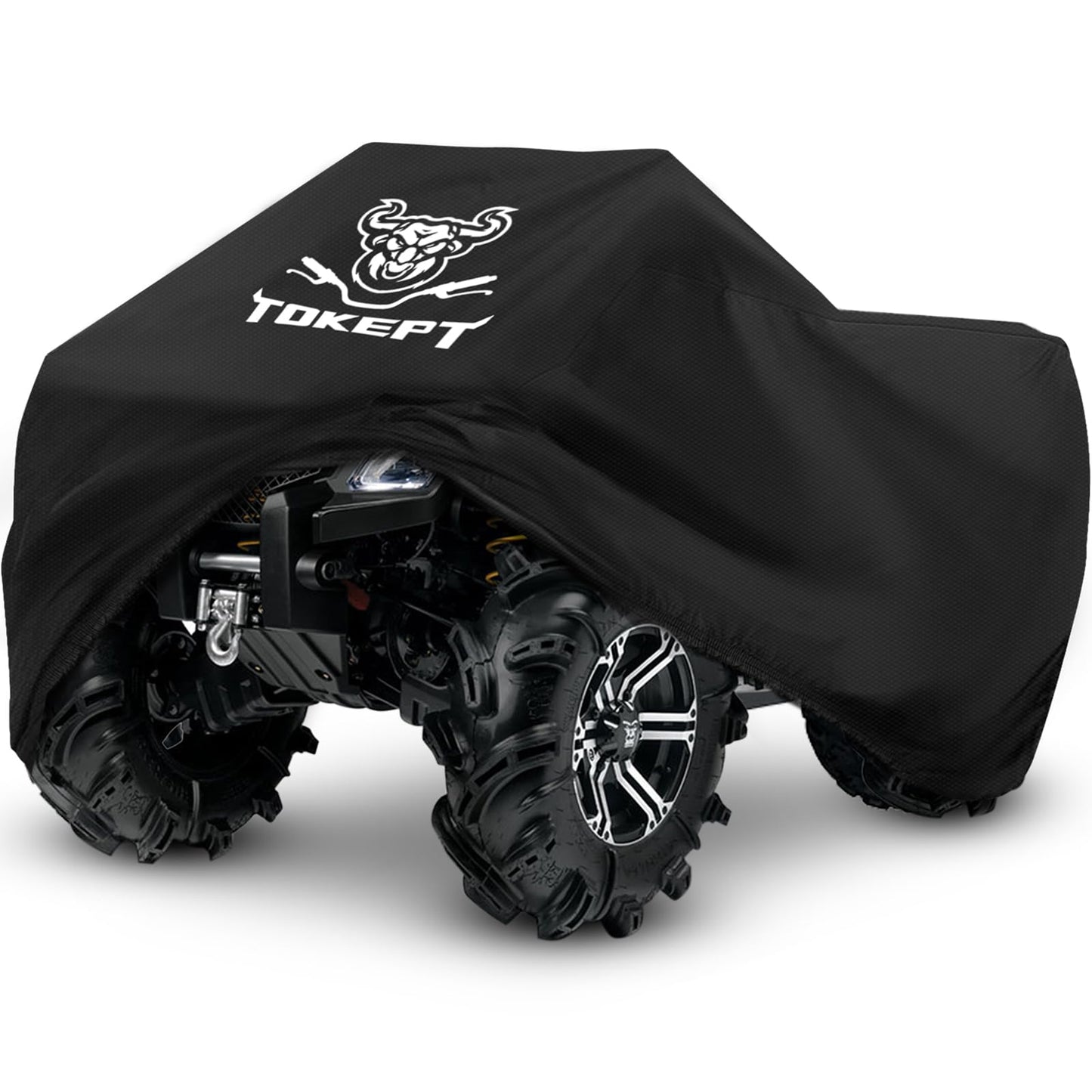 Tokept ATV Cover, Heavy Duty Black Waterproof Oxford Fabric Protective 4 Wheeler Quad Cover for 82" Kawasaki Honda Polaris Yamaha (82''L x 47''W x 45''H)