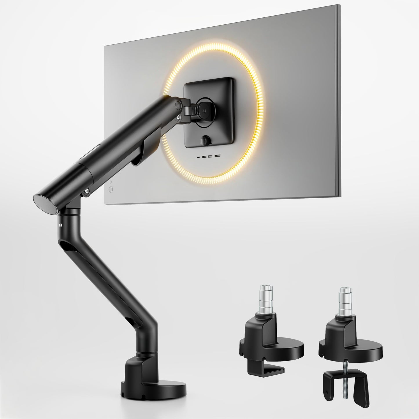 monTEK Single Monitor Arm for 17-40 Inch Screens, Heavy Duty Full Motion Monitor Mount Up to 26.4bs, Aluminum Monitor Stand with VESA 75/100mm, C-Clamp/Grommet Base for Curved Screens, MA1010BK