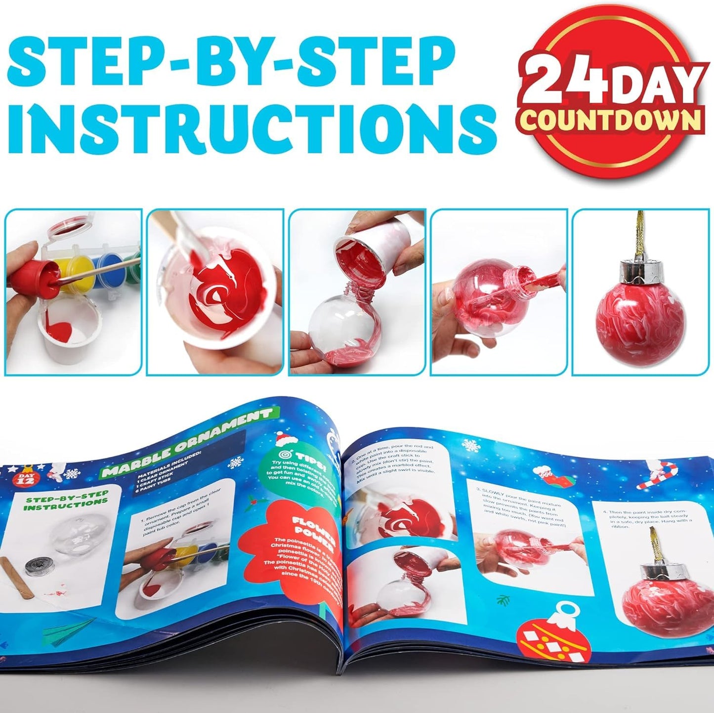 JOYIN 2025 Christmas Countdown Advent Calendar, 24 Days Christmas Art & Craft Advent Calendar with Children's scissors glue lanyards paint watercolor pens, Xmas Party Favor Gifts, kids DIY Crafts
