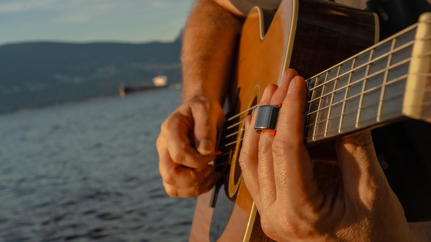 Black Mountain Slide Guitar Rings - Made From Tungsten Steel. Acoustic Guitar Slide, Electric Guitar Slide, Bass, Ukulele, and More. Almost as Hard as Diamond, Smooth Surface Finish, New Invention.