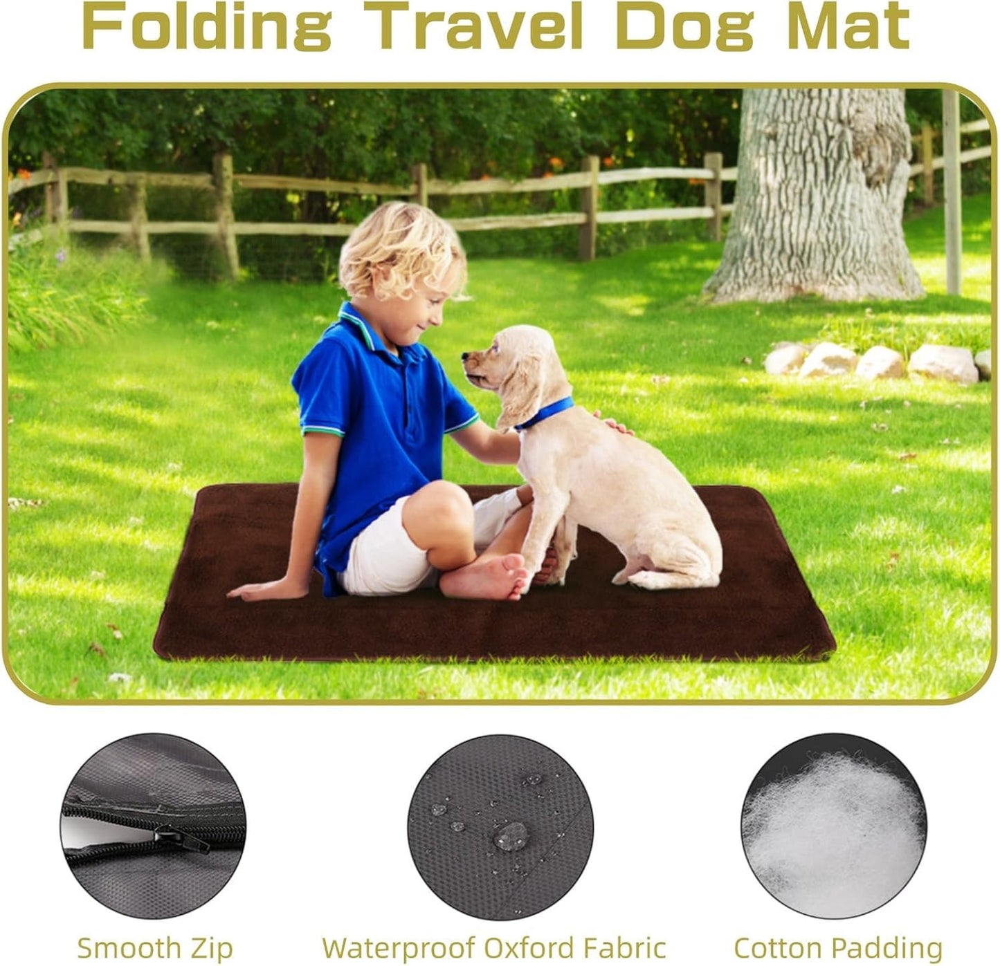 Zjyufy Travel Dog Bed Mat for Camping, Outdoor Dog Mat Pad, Portable Foldable Water Resistant Travel Dog Bed Mat for Small Medium Large Dogs