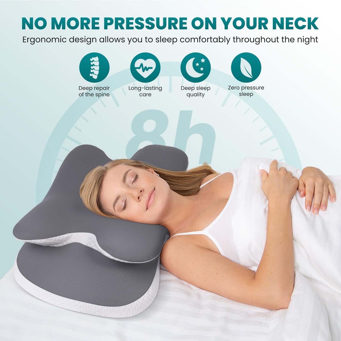 A-Pce Cervical Neck Pillow, Ergonomic Memory Foam Pillows for Neck Pain Relief with Breathable Pillowcase, Adjustable Contour Neck Support Pillow for Side Back Stomach Sleepers, Odorless