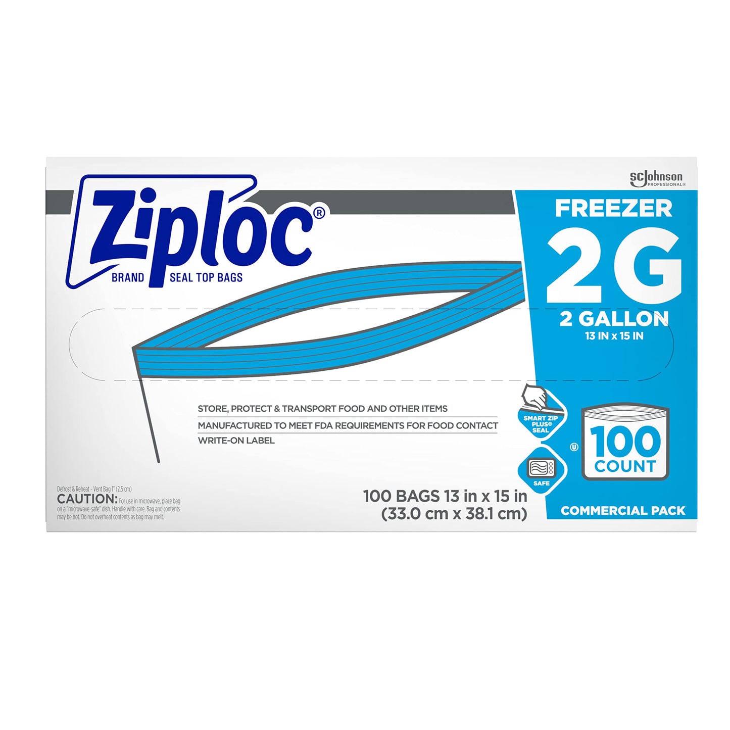 Ziploc Freezer bag, 2 gallon, 100 ct, Clear (682254)