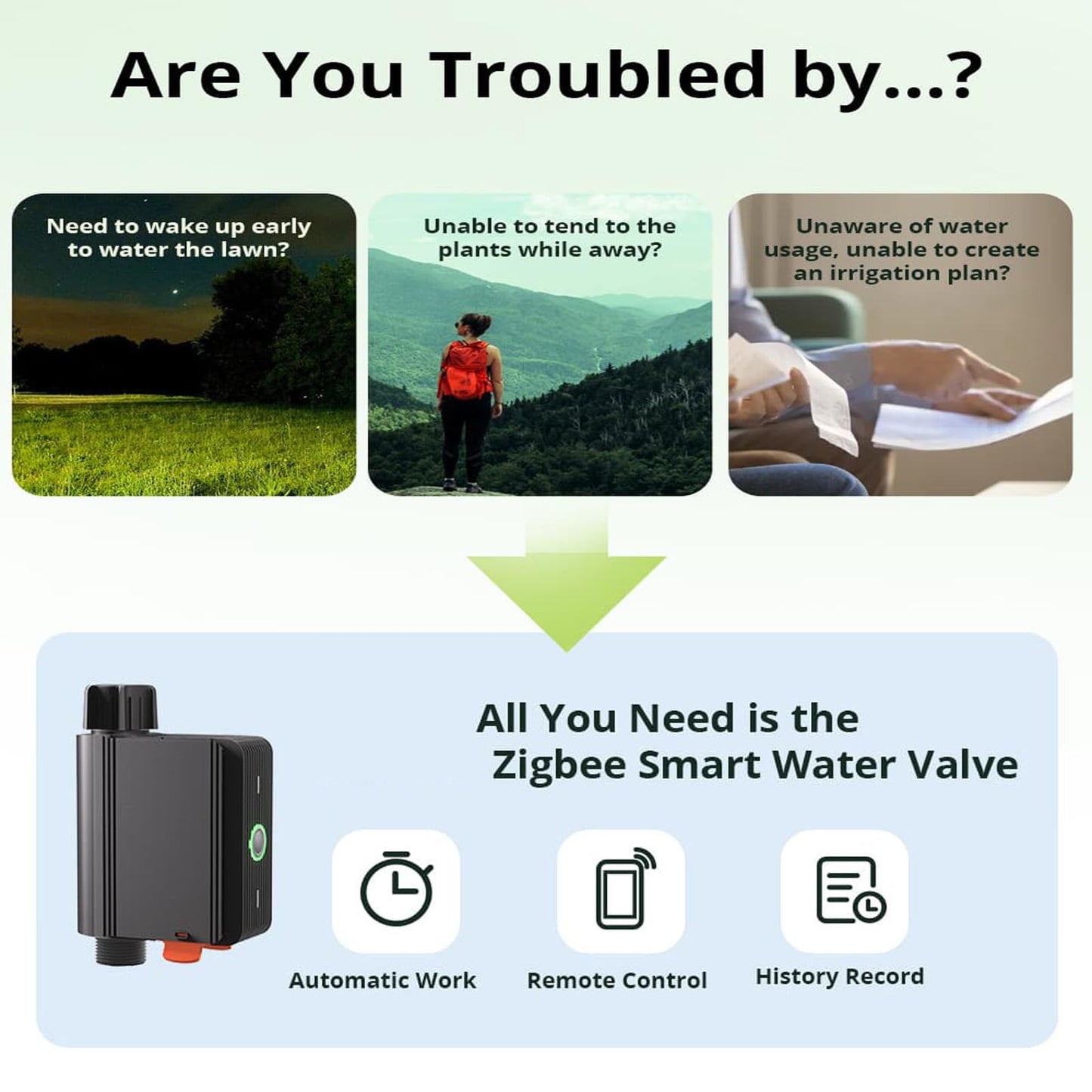 Smilewolf SWV Zigbee 3.0 Smart Water Valve IP55 Sprinkler Controller Home Automate Irrigation Compatible with eWeLink Alexa Google Home (A-SWV-NH)