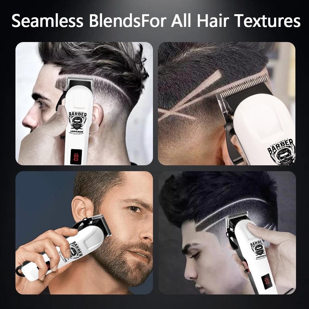 Professional Barber Shaver Set, Hair Clippers for Men, Cordless Beard Trimmer & Electric Razor Shavers for Men, Rechargeable Set Barber Hair Cutting Kit Men's Grooming Kit (White Set 2)