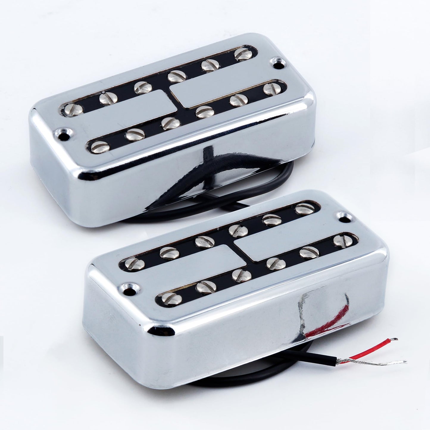 FLEOR Alnico 2 Mini Humbucker Pickup Fit for Filtertron Style Neck+Bridge Pickup Set-Chrome
