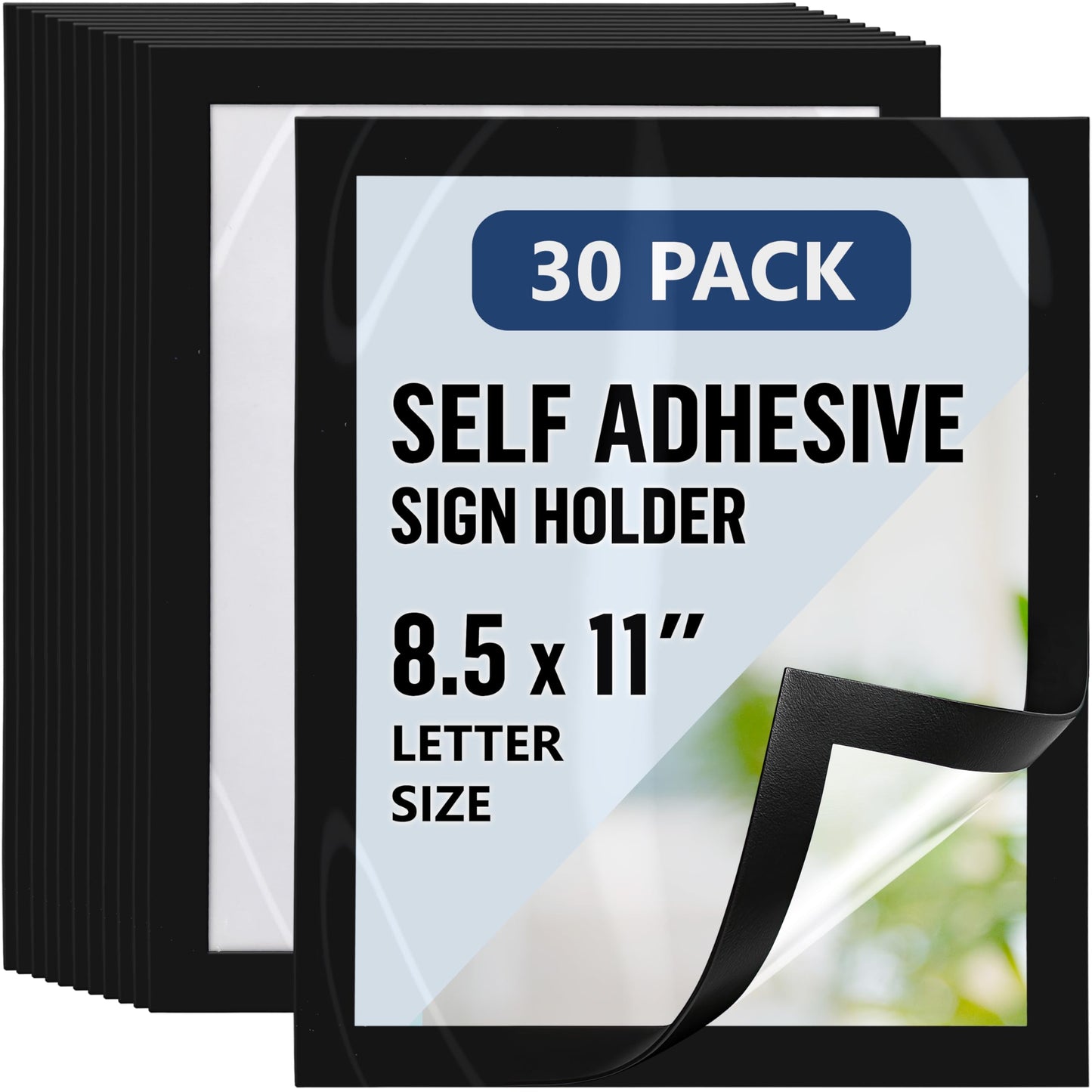 30 Pack Magnetic Sign Holder 8.5 x 11 with Adhesive Back - Magnetics Poster Frame & Magnetic Paper Holder - Reusable Adhesive Frames 8.5x11 - Magnet Frame for Wall Windows - Magnet Document Holders