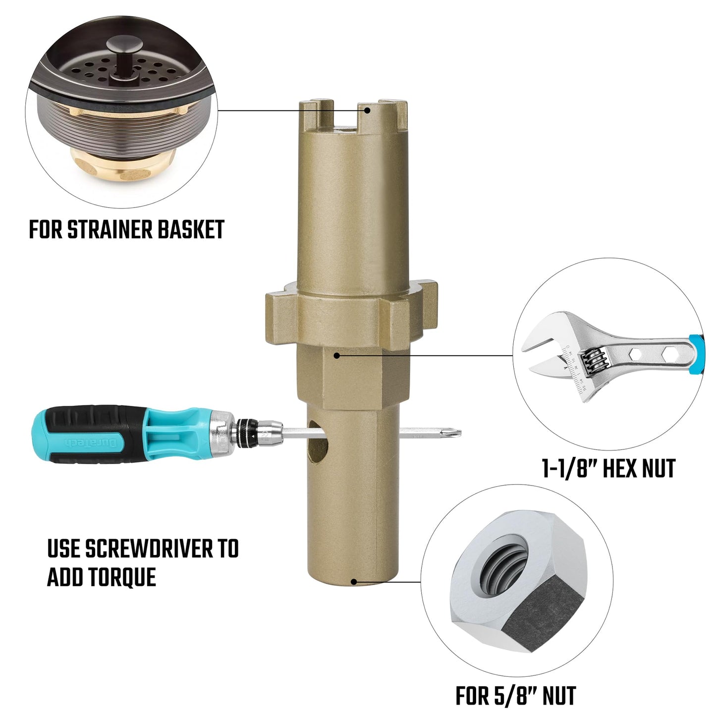 DURATECH Faucet Wrench, Sink Wrench, 8 in 1 Plumbing Wrench, Faucet Installation and Removal Tool for Plumbing Repair