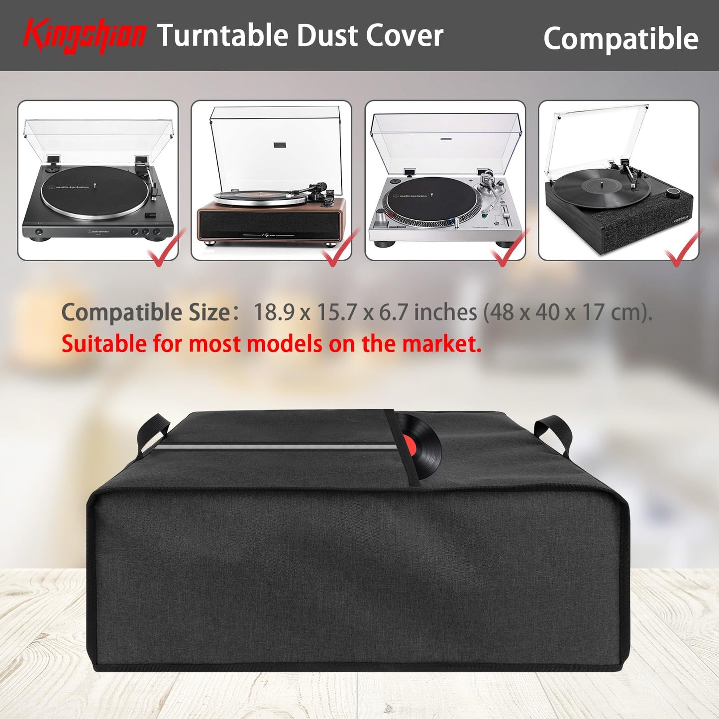 Kingshion Turntable Dust Cover, Record Player Protective Case, Dust and Scratch Proof, Compatible with SL-Q300/SL-B250 /SL-B260/SL-BD20/SL-BD27/SL-BD35/SLD-20/SL-PC11/SL1200/SL1210 Pioneer PLX 1000