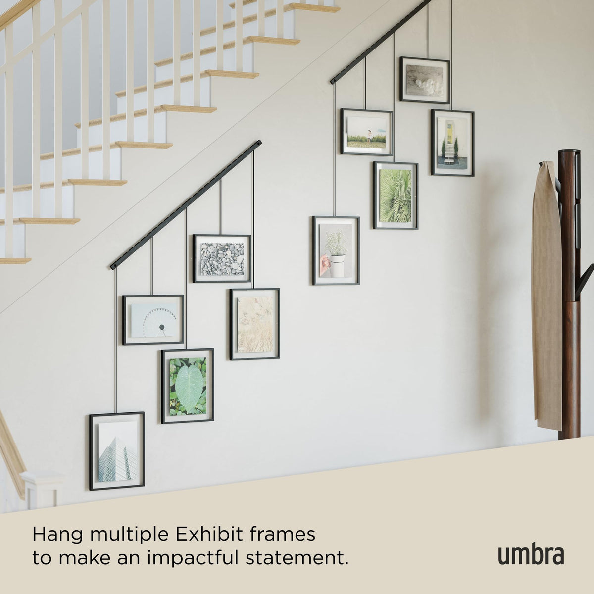Umbra Exhibit Picture Frame Gallery Set, Adjustable Wall Collage Displays Five Photos (Two 4x6" and Three 5x7"), Set of 5, Black